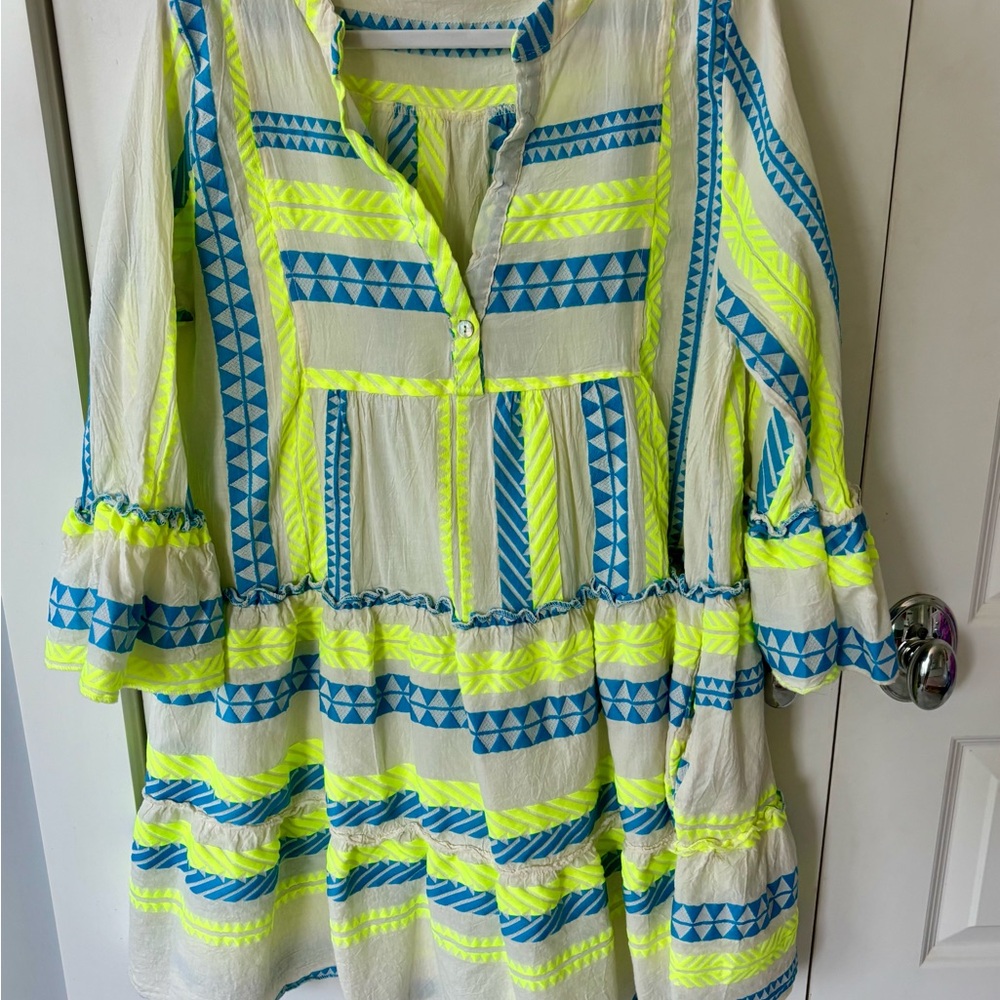 SOFIA by ViX Blue and Yellow Mini Dress
